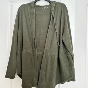 Loft hooded dark green sweatshirt cardigan